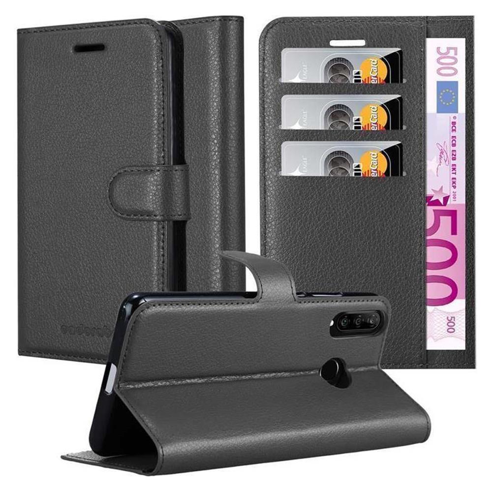 Custodia Compatibile Con Huawei P30 Lite In Nero Carbone - Coperchio Protettiva Con Chiusura Magnetica, Funzione Stand E Tasca Per Le Carte - Foto 1