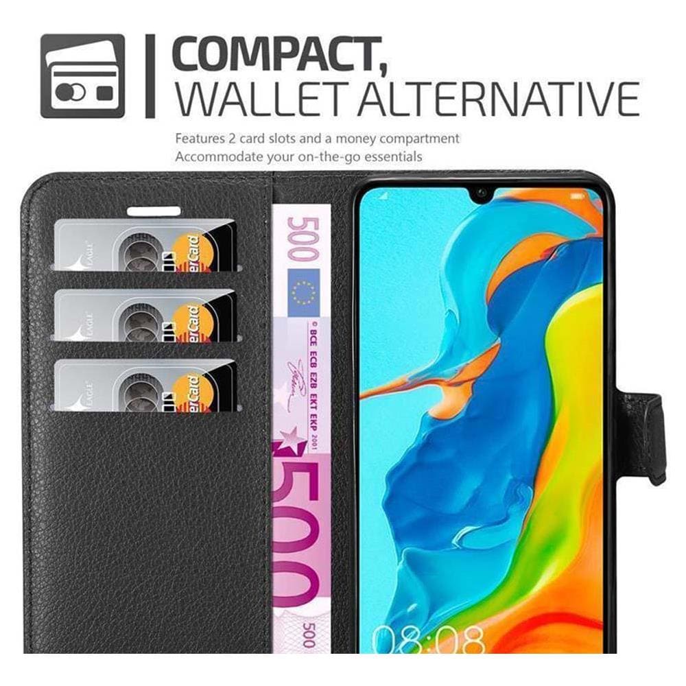 Custodia Compatibile Con Huawei P30 Lite In Nero Carbone - Coperchio Protettiva Con Chiusura Magnetica, Funzione Stand E Tasca Per Le Carte - Foto 7