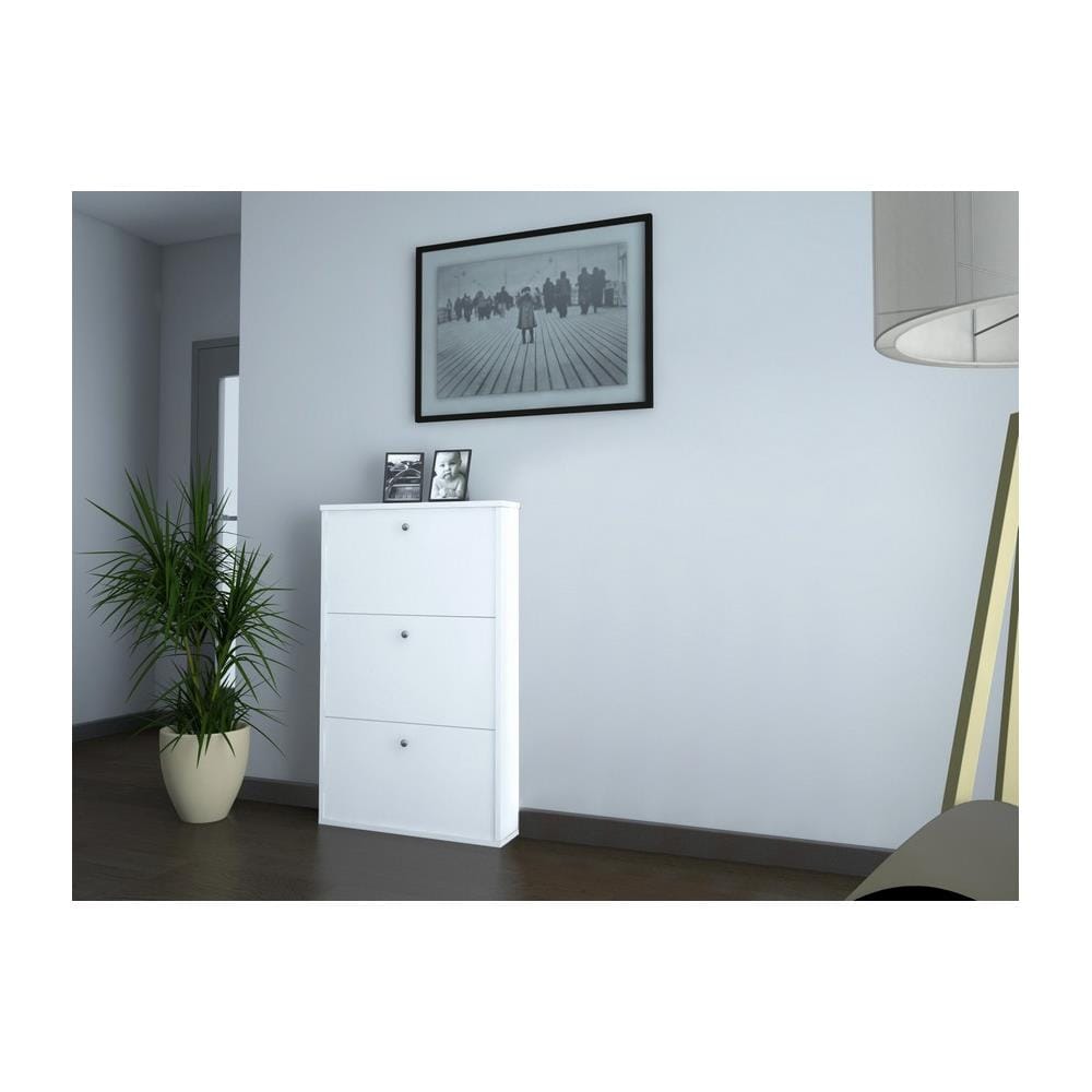 Scarpiera Classy Salvaspazio - Con Ante Basculanti, Scomparti - Da Ingresso - Bianco In Legno, 72 X 15 X 110 Cm - Foto 1
