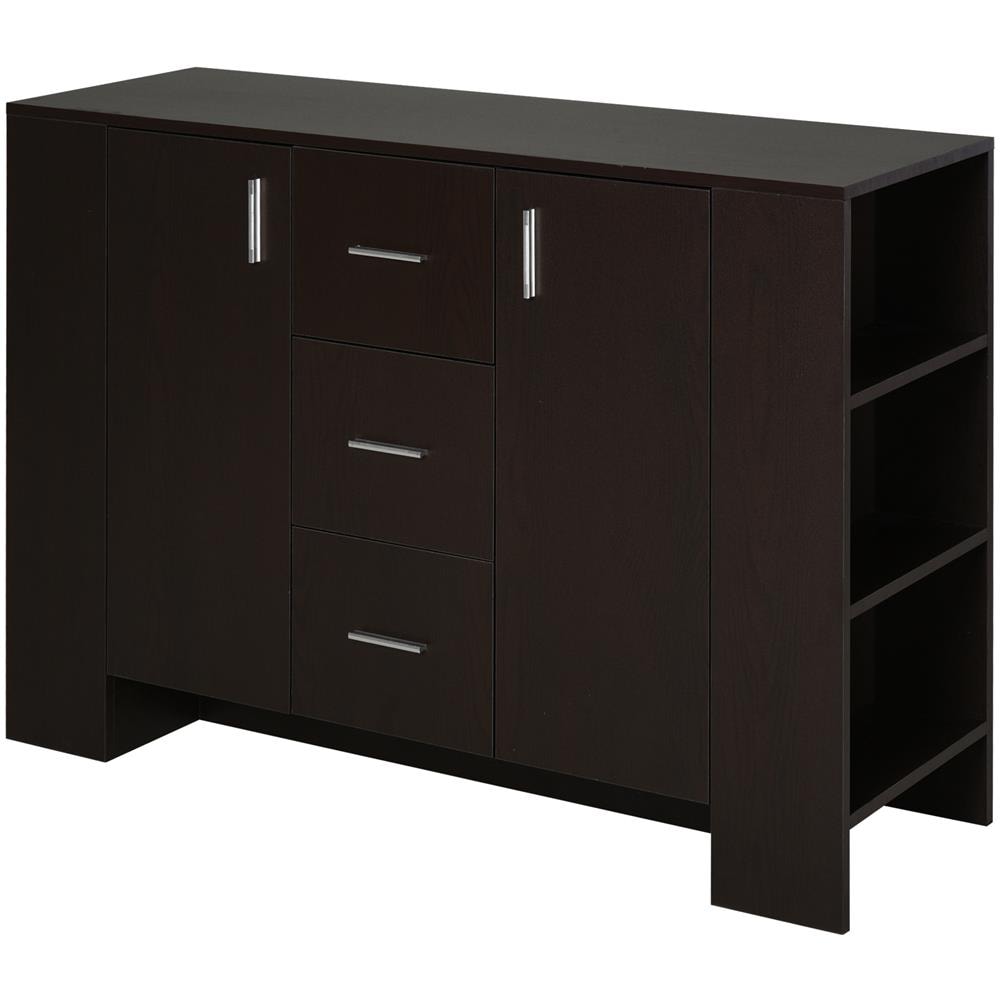 Armadietto Da Muro Con 2 Ante 3 Cassetti Scaffali Laterali In Legno Marrone - Foto 1