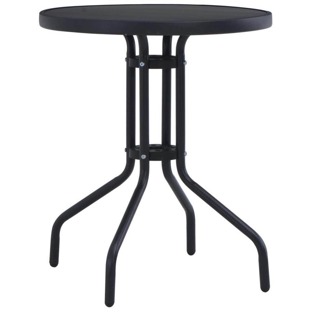 Tavolo Da Giardino Nero 60 Cm In Acciaio E Vetro - Foto 1