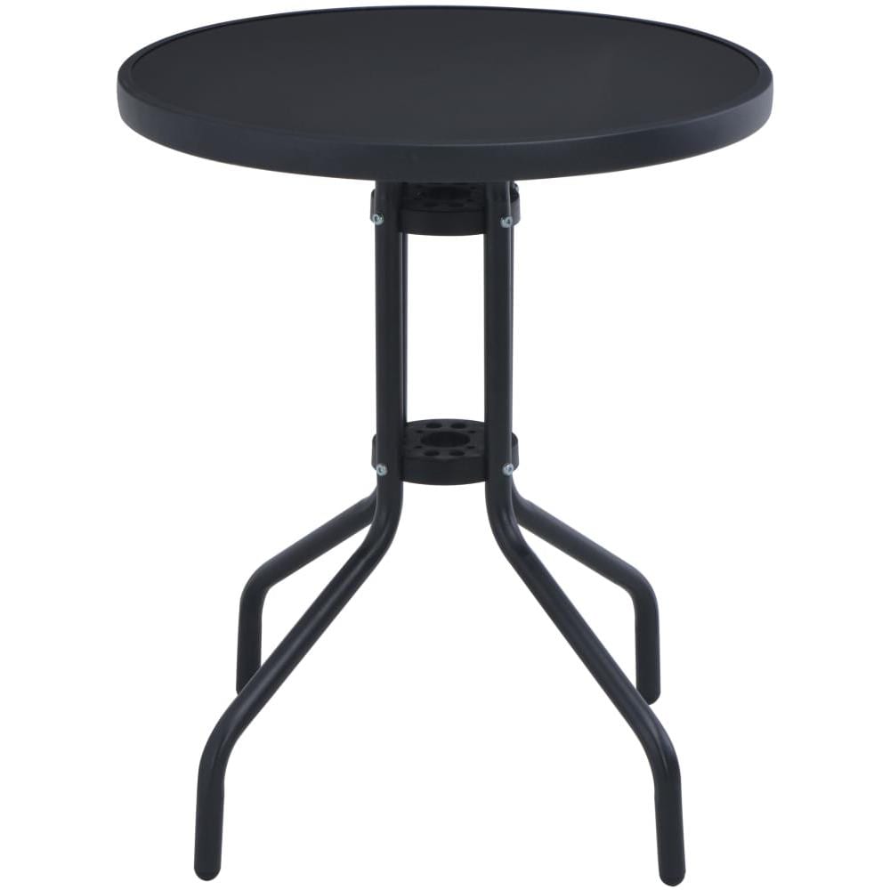 Tavolo Da Giardino Nero 60 Cm In Acciaio E Vetro - Foto 2