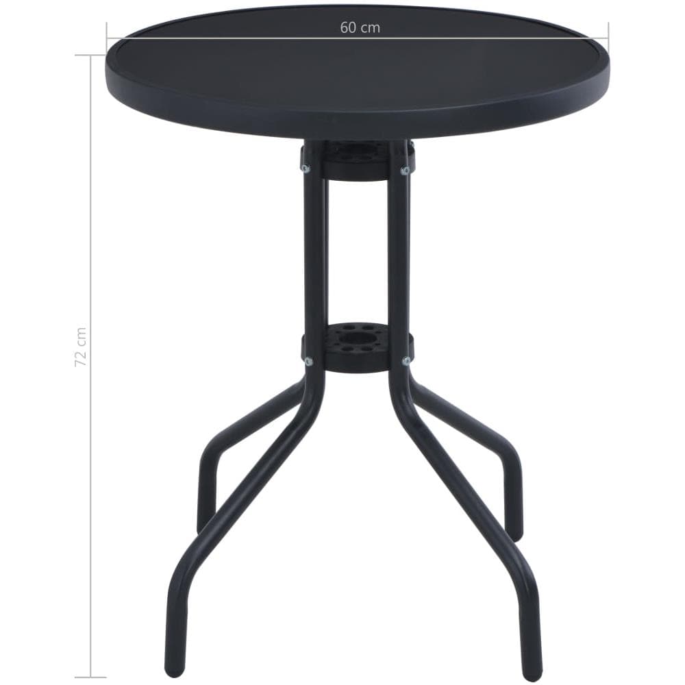 Tavolo Da Giardino Nero 60 Cm In Acciaio E Vetro - Foto 4