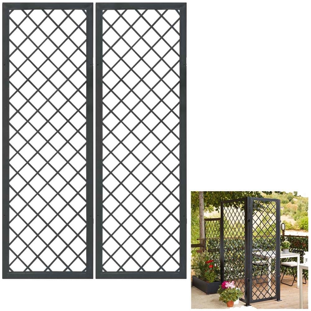 Multipack 2 Pz Tralicci Fissi 0,60 X H 1,80 Metri Con Cornice In Metallo Stell Trellis Colore Antracite - Foto 1