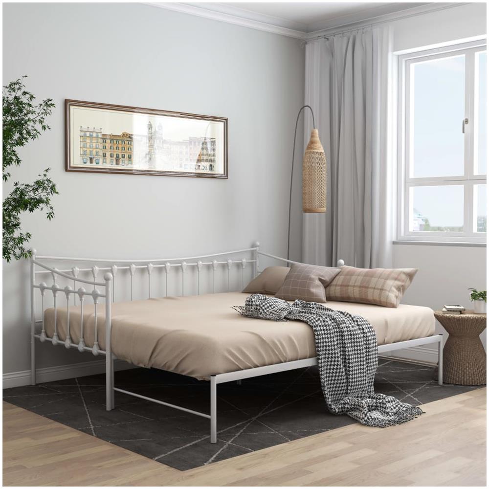 Telaio Divano Letto Estraibile Bianco In Metallo 90x200 Cm - Foto 1