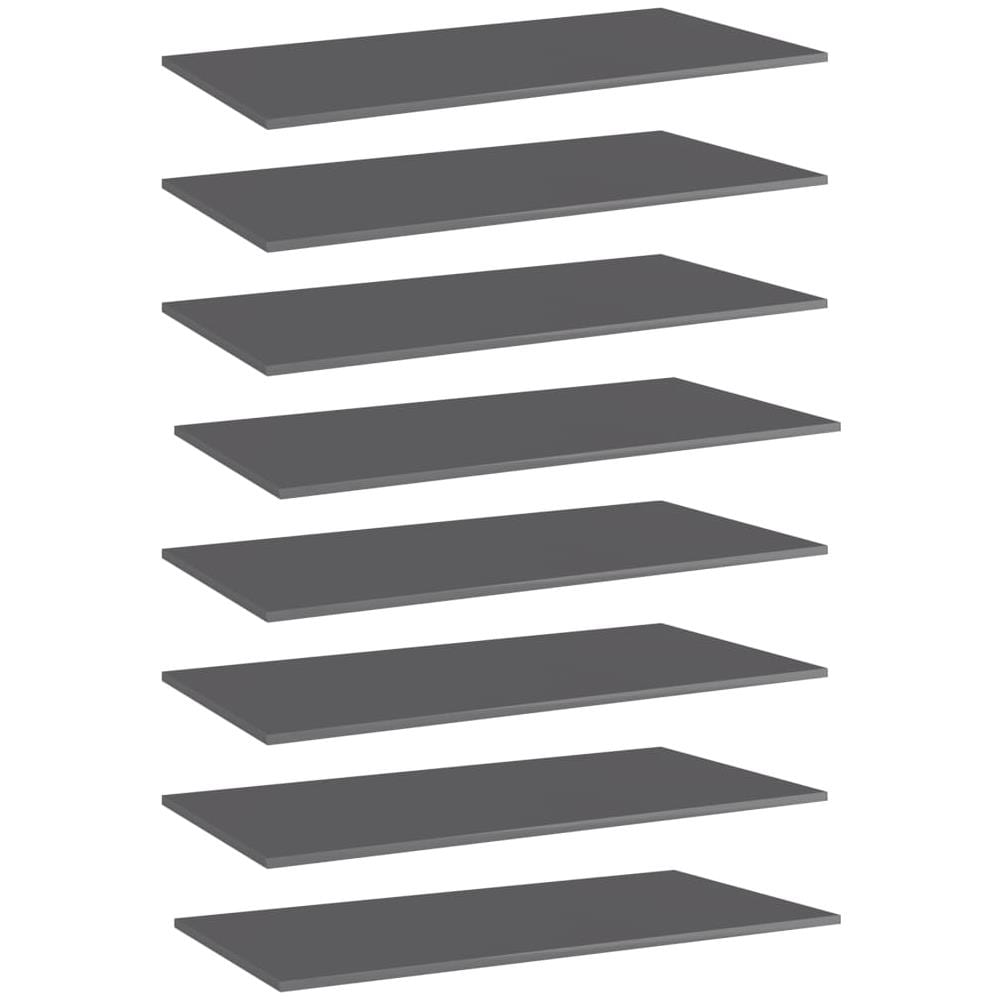 Ripiani per Libreria 8pz Grigio Lucido 80x30x1,5cm Multistrato - Foto 1