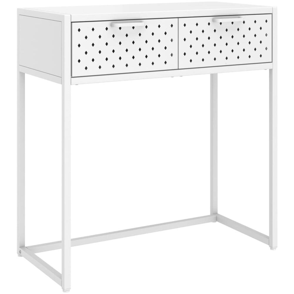 Tavolo Consolle Bianco 72x35x75 Cm In Acciaio - Foto 2