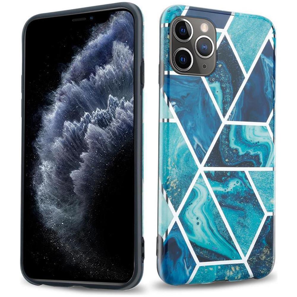 Custodia Compatibile Con Apple Iphone 11 Pro (xi Pro) In Marmo Blue Wave No. 13 - Coperchio Protettivo In Silicone Tpu Con Motivo A Mosaico - Foto 1