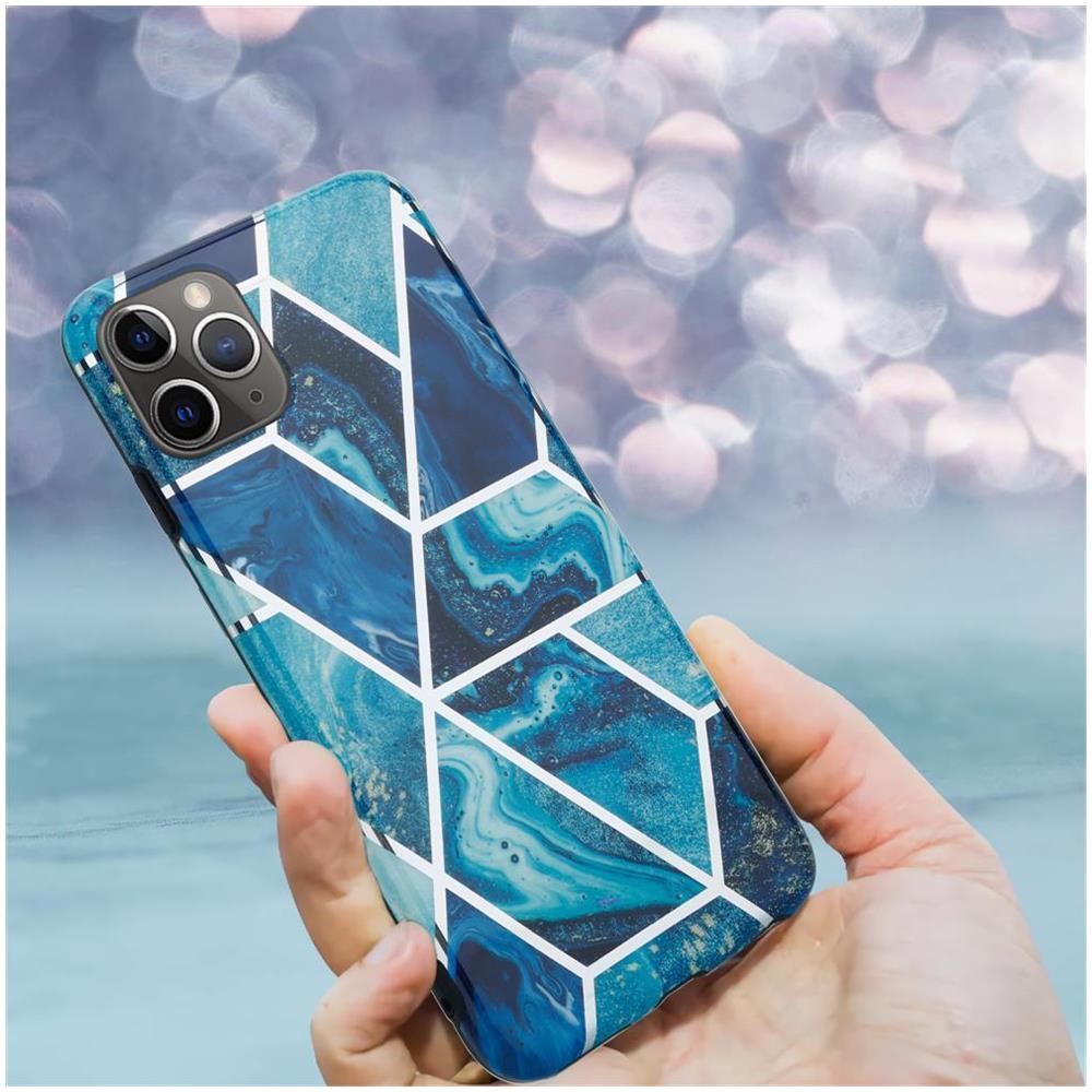 Custodia Compatibile Con Apple Iphone 11 Pro (xi Pro) In Marmo Blue Wave No. 13 - Coperchio Protettivo In Silicone Tpu Con Motivo A Mosaico - Foto 8