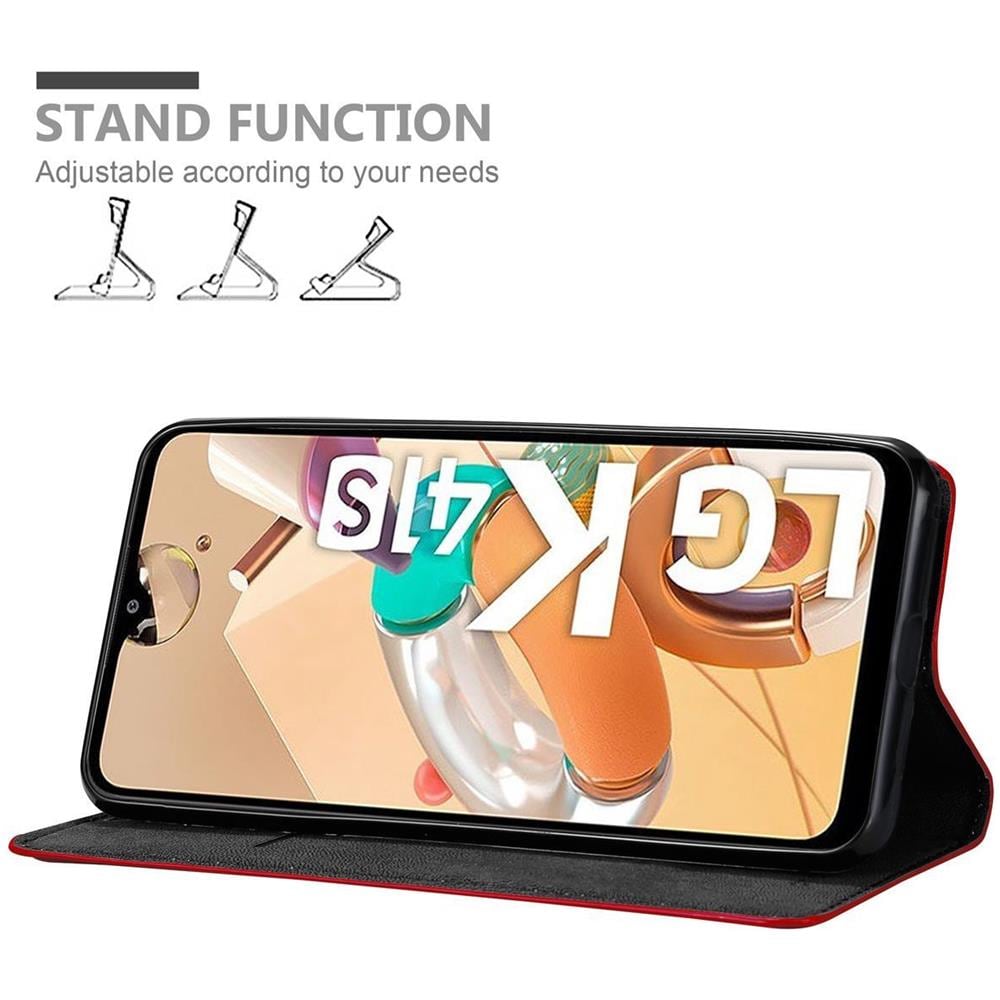 Custodia Compatibile Con Lg K41s In Rosso Mela - Coperchio Protettiva Con Chiusura Magnetica, Funzione Stand E Tasca Per Le Carte - Foto 2