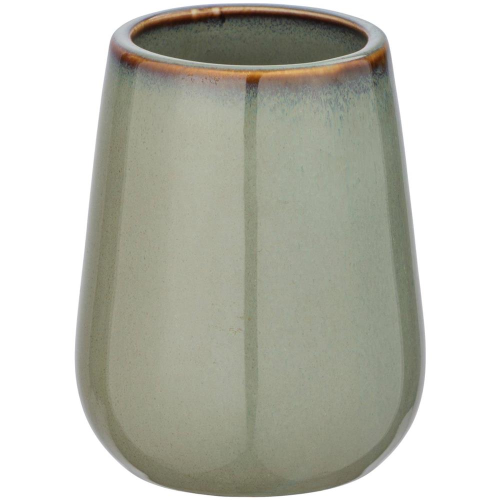 Contenitore Spazzolino Sirmione, In Ceramica, Verde Con Bordo In Rame, Ø 8 Cm, - Foto 2
