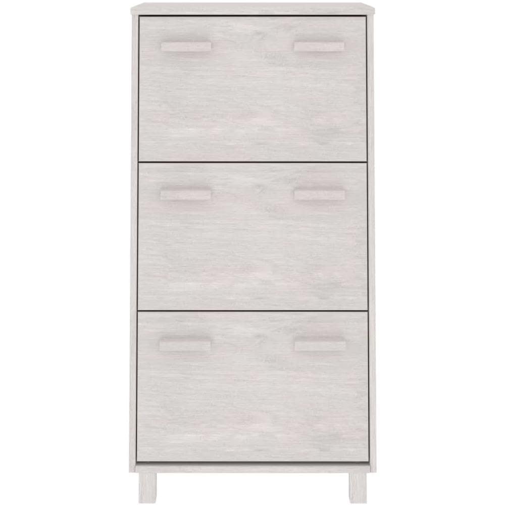 Scarpiera Bianca 59,5x35x117 Cm In Legno Massello Di Pino - Foto 2