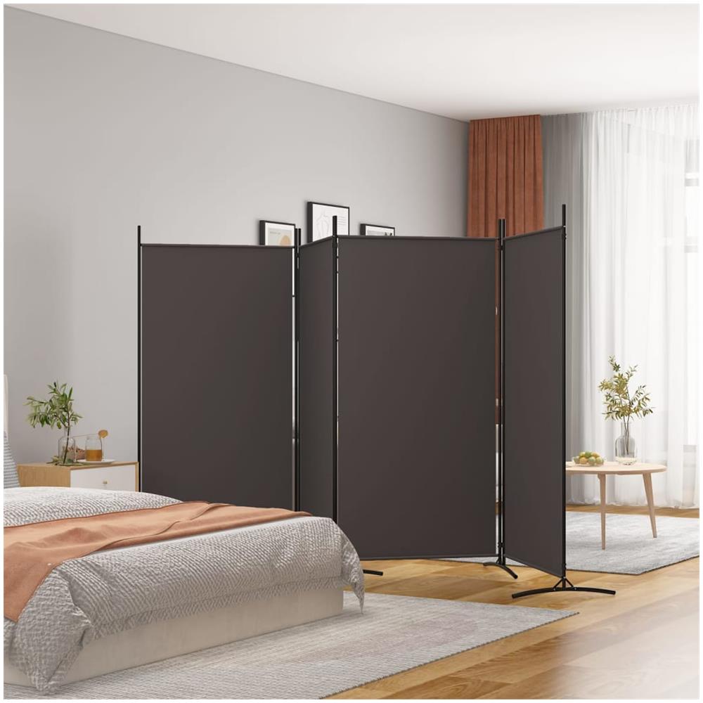 Divisorio A 4 Pannelli Marrone 346x180 Cm In Tessuto - Foto 1