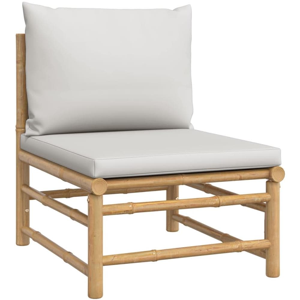 Set Salotto Da Giardino 7pz Con Cuscini Grigio Chiaro Bambù - Foto 9