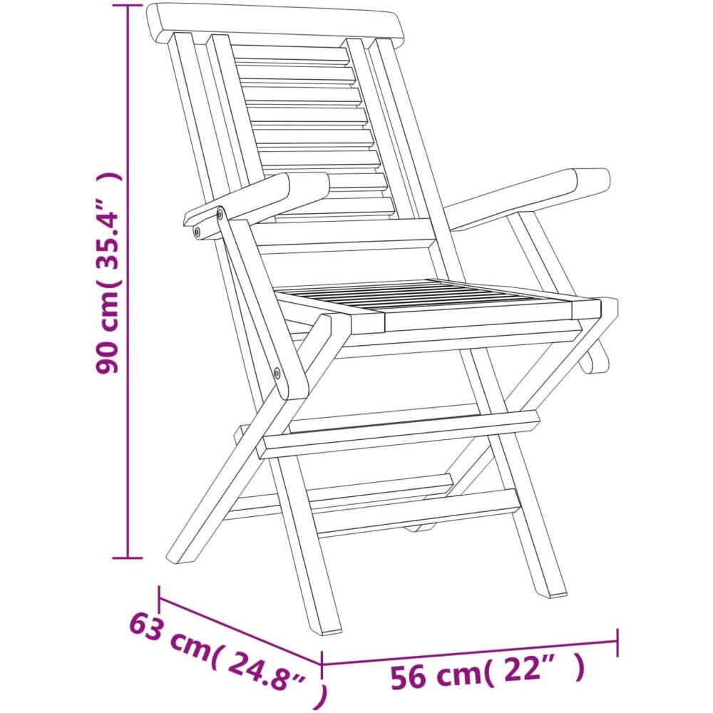 Sedie Da Giardino Pieghevoli 2pz 56x63x90cm Legno Massello Teak - Foto 2
