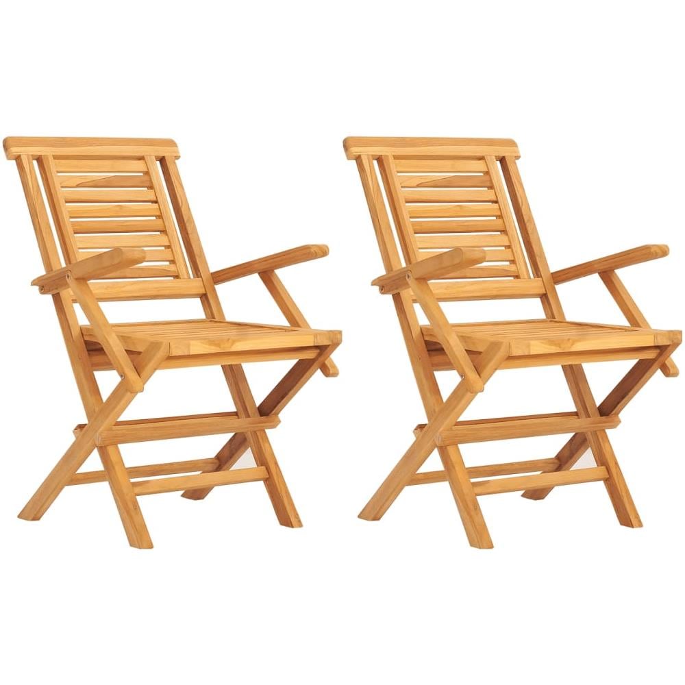 Sedie Da Giardino Pieghevoli 2pz 56x63x90cm Legno Massello Teak - Foto 1