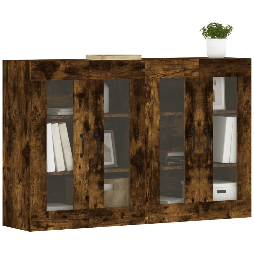 Armadietti A Parete 2 Pz Rovere Fumo In Legno Multistrato - Foto 3