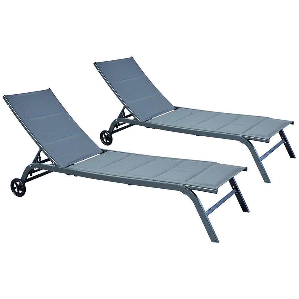 Set Di 2 Sdraio In Alluminio Grigio Scuro Lisboa - Foto 1