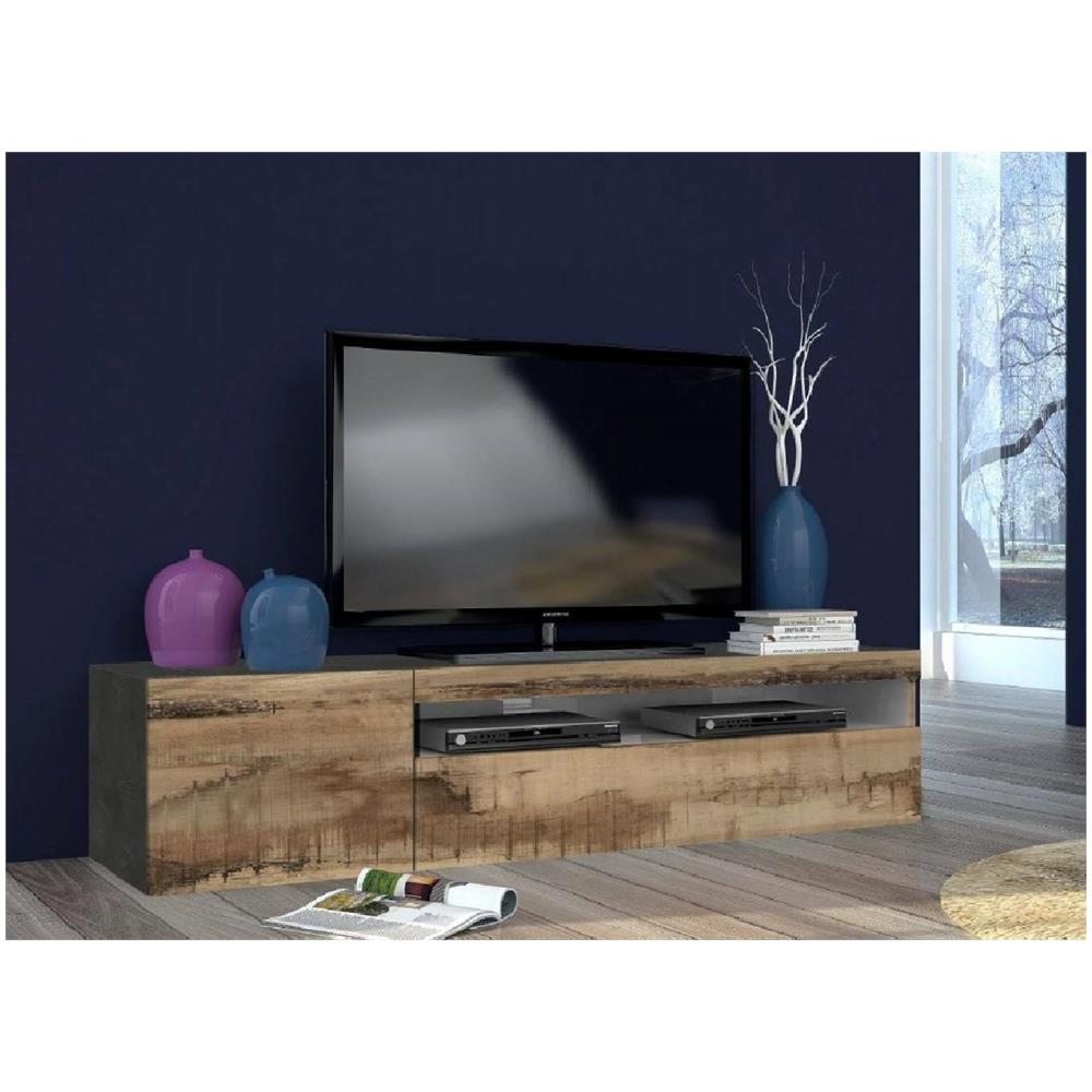 Mobile Porta Tv Claudio, Credenza Bassa Da Soggiorno, Base Porta Tv, 100% Made In Italy, Cm 150x40h37, Ardesia E Acero - Foto 1