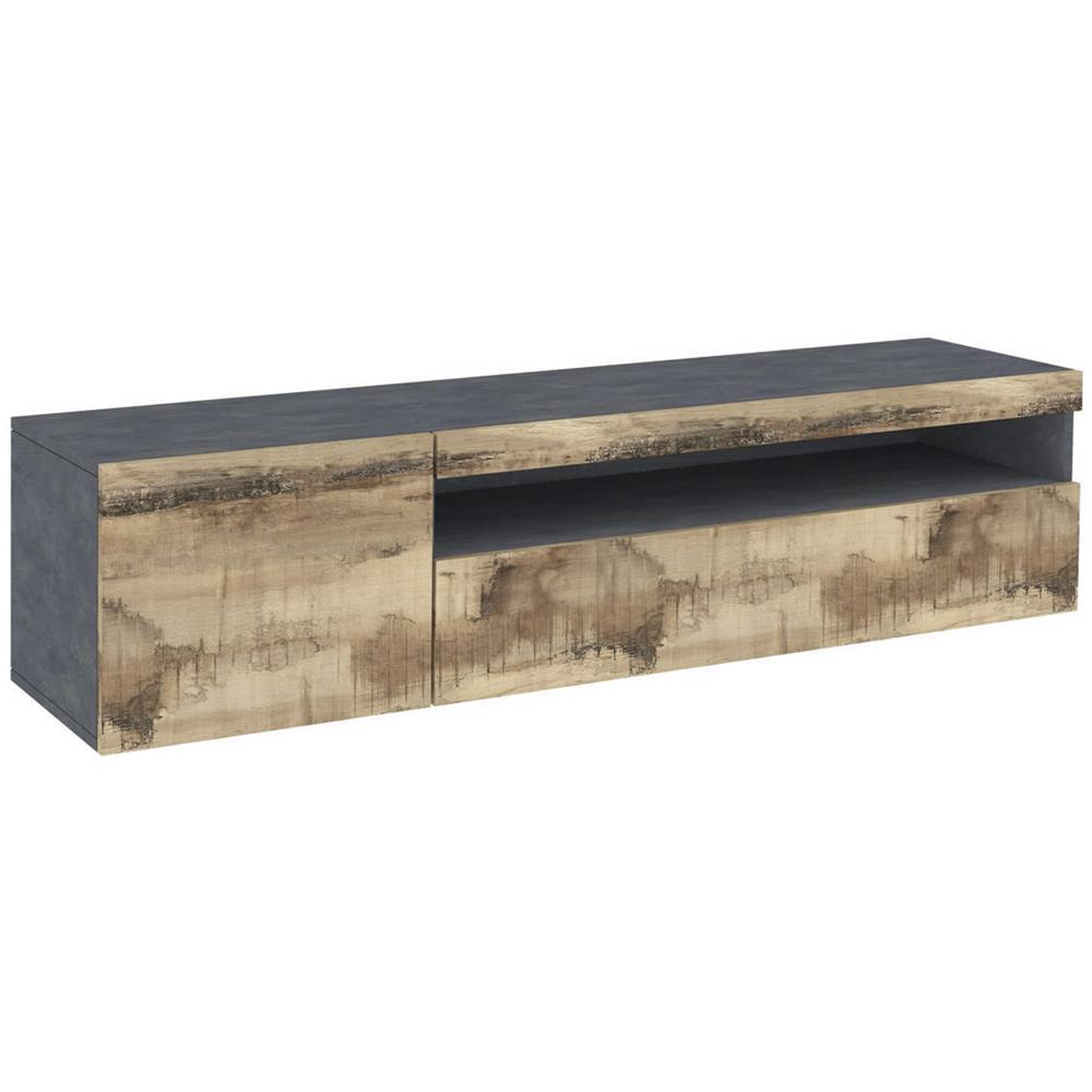 Mobile Porta Tv Claudio, Credenza Bassa Da Soggiorno, Base Porta Tv, 100% Made In Italy, Cm 150x40h37, Ardesia E Acero - Foto 2