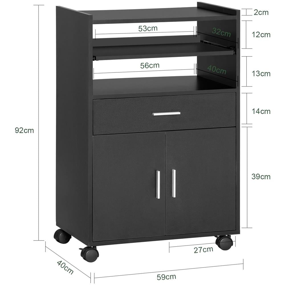 Mobile Cucina Carrello Cucina Porta Microonde Nero Con Cassetti Fsb09-sch Sobuy - Foto 2