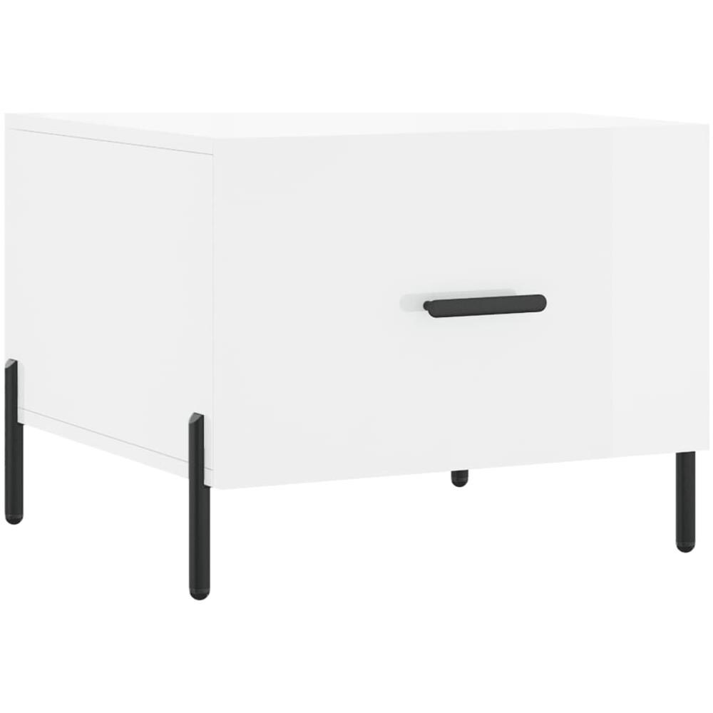 Tavolino Da Salotto Bianco Lucido 50x50x40 Cm Legno Multistrato - Foto 2