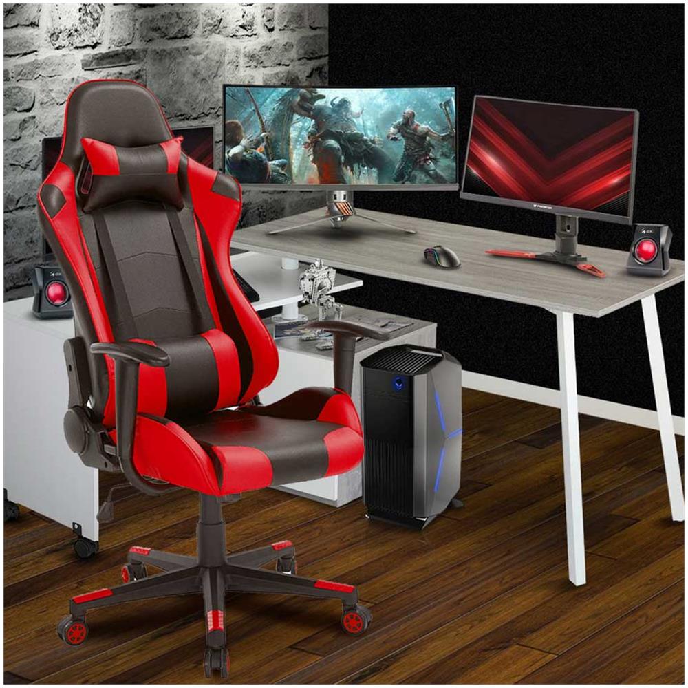 Sedia Poltrona Gaming Scrivania Ufficio Casa Reclinabile Girevole Direzionale Red - Foto 5