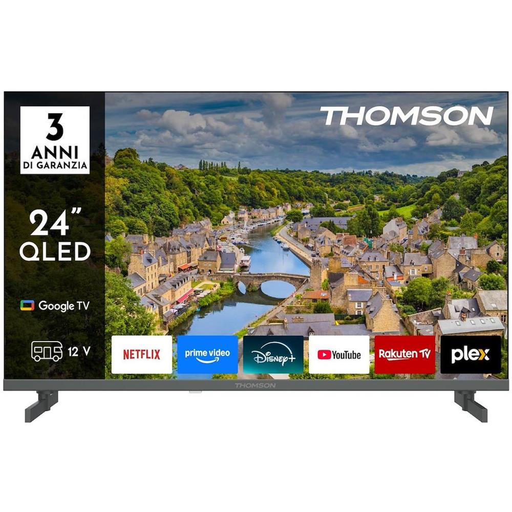 TVC LED 24 QLED GOOGLE HDR WIFI SAT 3 HDMI 2USB NERO DOLBY AUDIO 12 VOLT - Foto 1