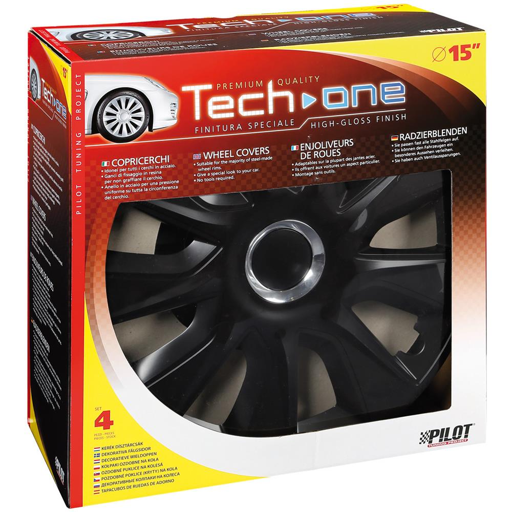 Copricerchi Auto Universali 15 Pollici Tech-one Stratos Rc Black 31607 - Foto 7