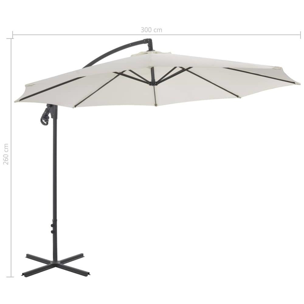 Ombrellone A Sbalzo Con Palo In Acciaio 300 Cm Sabbia - Foto 7