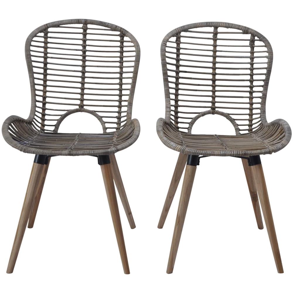 Sedie da Pranzo 2 pz in Rattan Naturale Marrone - Foto 2