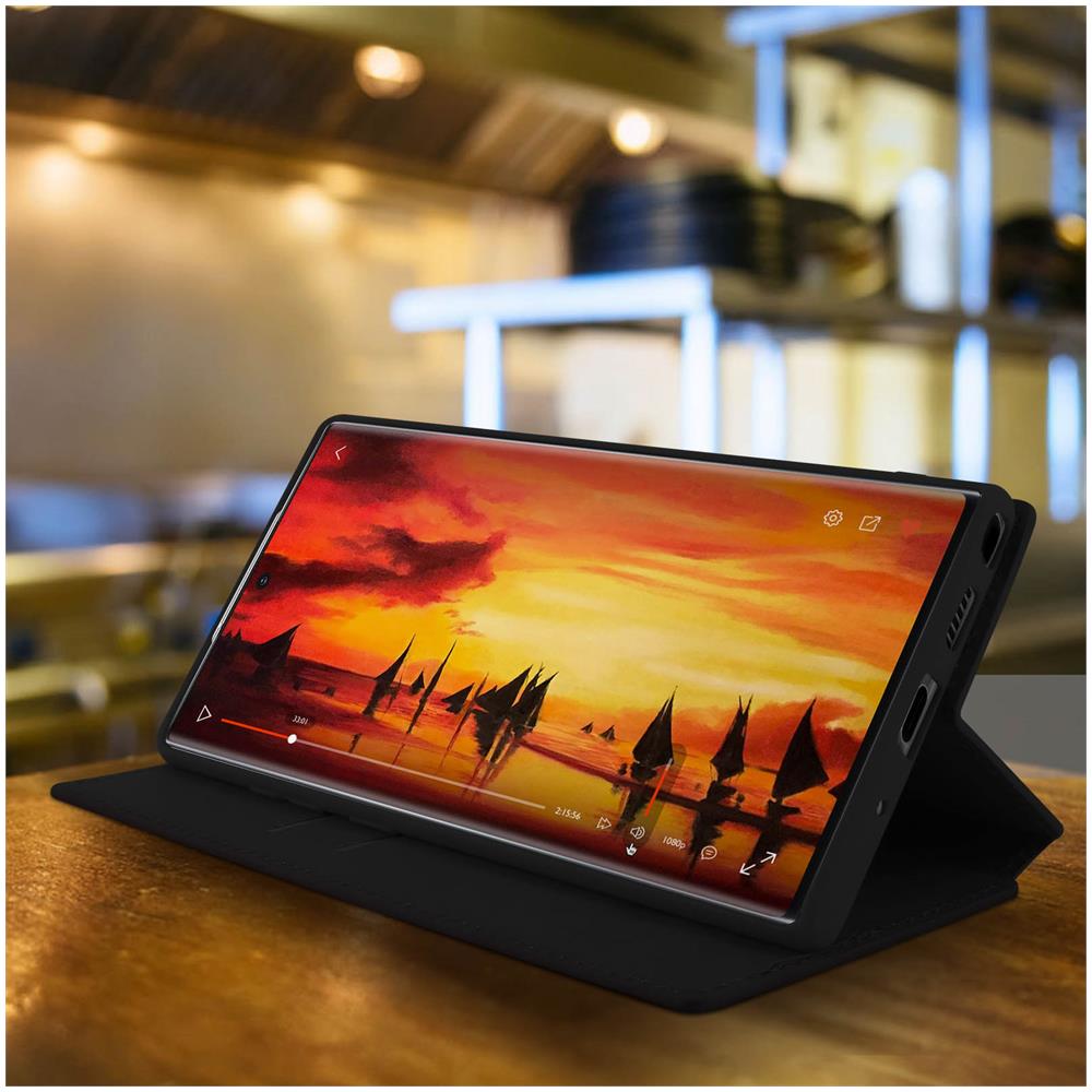 Custodia Samsung Galaxy Note 10 Portacarte Funzione Supporto Similpelle Nero - Foto 2