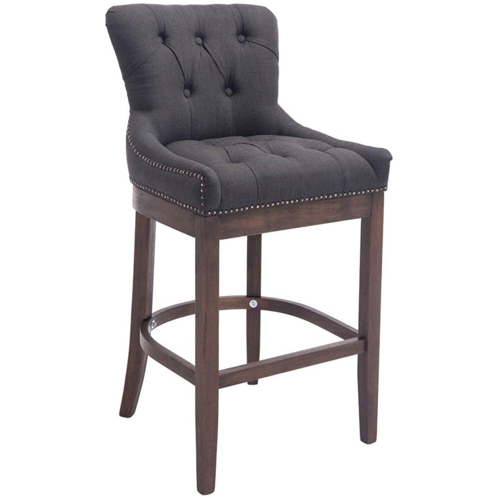 Sgabello Design Chesterfield Lakewood Antico-Scuro I Sgabello Alto Vintage in Tessuto I Sgabello Bar Design in Legno H 74 CM Grigio Scuro - Foto 1