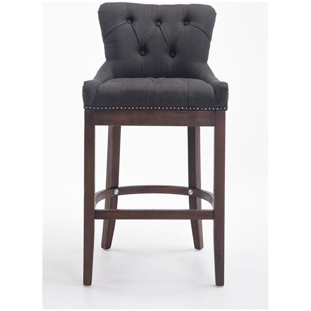 Sgabello Design Chesterfield Lakewood Antico-Scuro I Sgabello Alto Vintage in Tessuto I Sgabello Bar Design in Legno H 74 CM Grigio Scuro - Foto 2