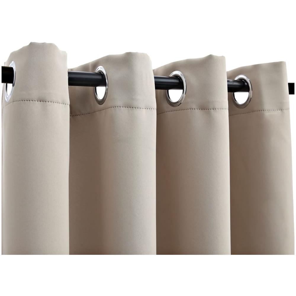 Tende Oscuranti Con Anelli In Metallo 2 Pz Beige 140x175 Cm - Foto 4