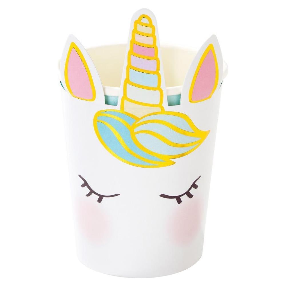 8 Bicchieri Di Carta Unicorn - Design Fatato, Per Feste E Compleanni - Foto 6