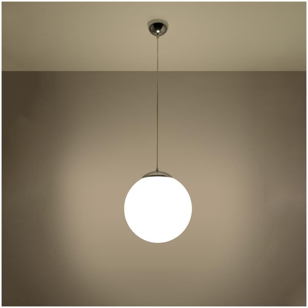 Sospensione Globo 1 Luce Bianco, Cromo, E27 - Foto 13