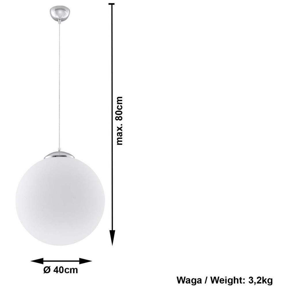 Sospensione Globo 1 Luce Bianco, Cromo, E27 - Foto 1