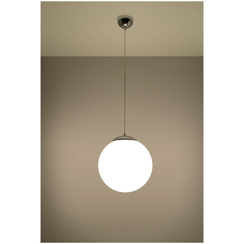 Sospensione Globo 1 Luce Bianco, Cromo, E27 - Foto 2