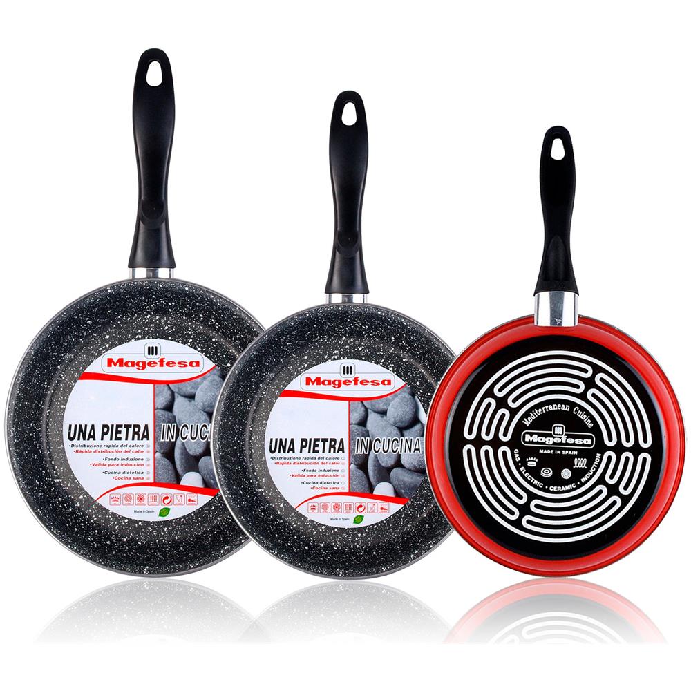 K2 Roja 3 Padelle 20-24-28cm Induzione, Pfoa-free Antiaderente Stone Acciaio Vetrificato - Foto 8