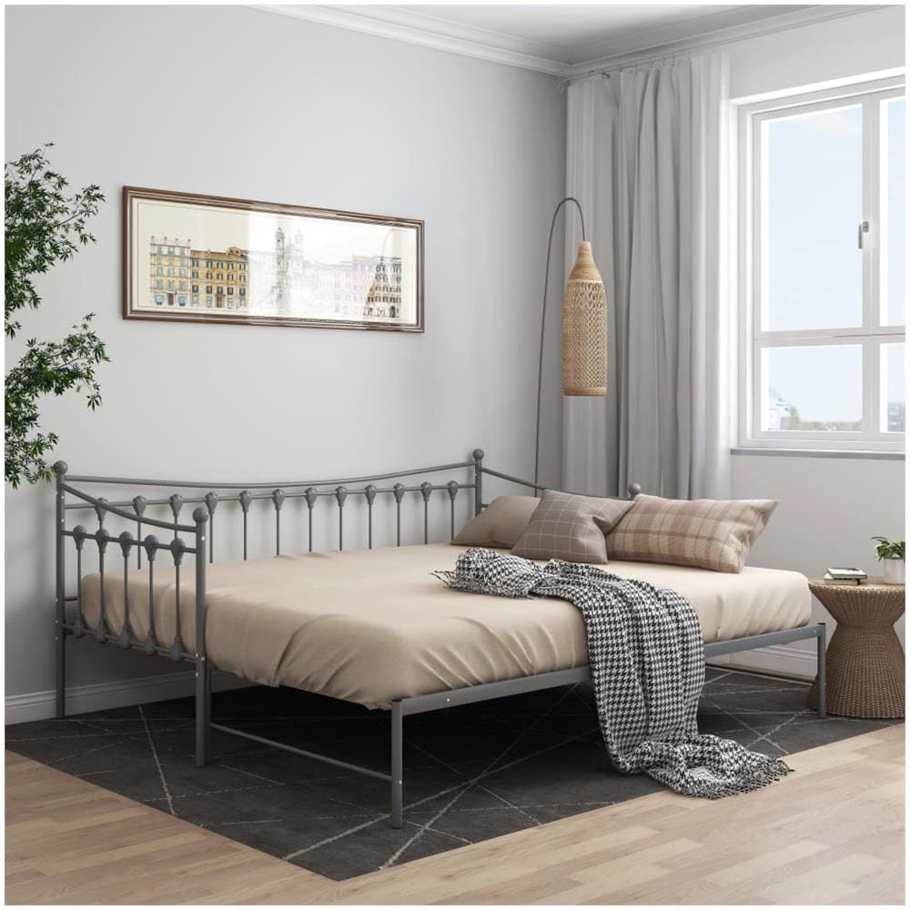 Telaio Divano Letto Estraibile Grigio In Metallo 90x200 Cm - Foto 1