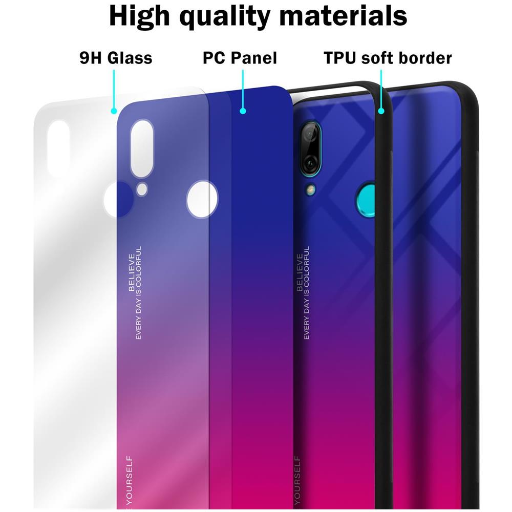 Custodia Compatibile Con Huawei P Smart 2019 In Viola - Rosso - Coperchio Protettivo Bicolore In Vetro Temperato E Silicone Tpu - Foto 7