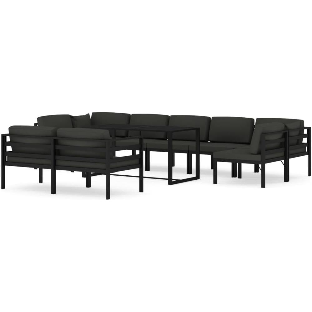 Set Divani Da Giardino 10 Pz Con Cuscini In Alluminio Antracite - Foto 1