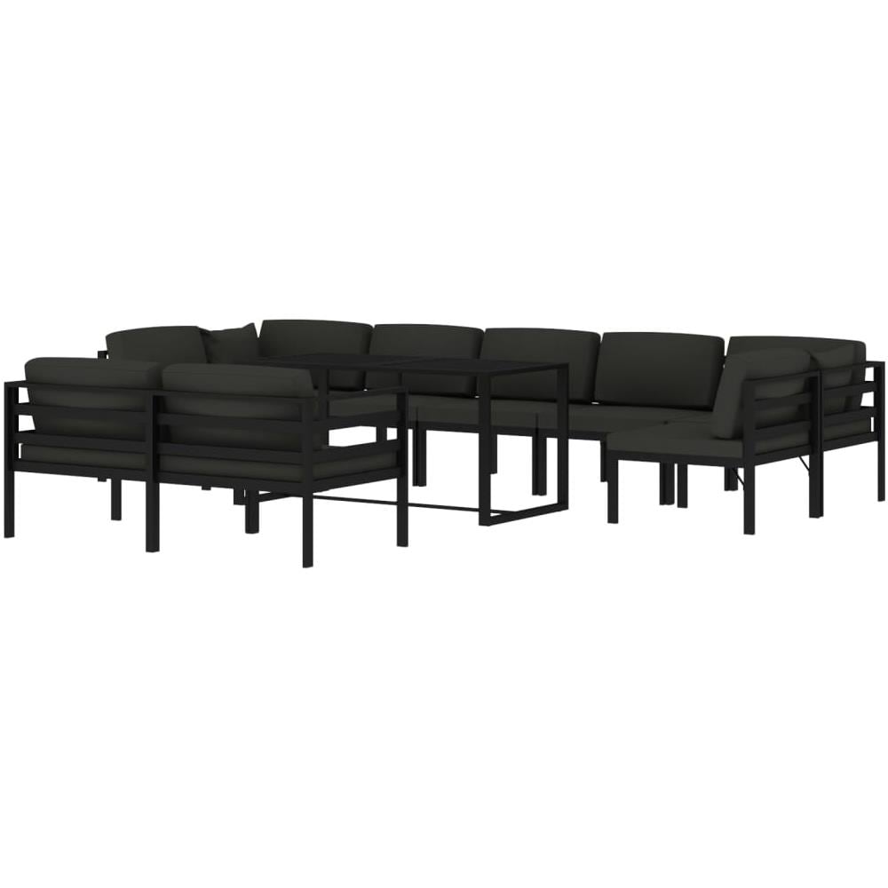 Set Divani Da Giardino 10 Pz Con Cuscini In Alluminio Antracite - Foto 2