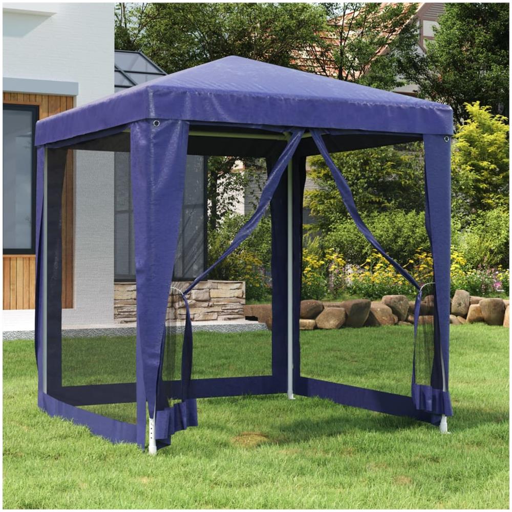 Tenda Per Feste Con 4 Pareti Laterali In Rete Blu 2x2 M Hdpe - Foto 1