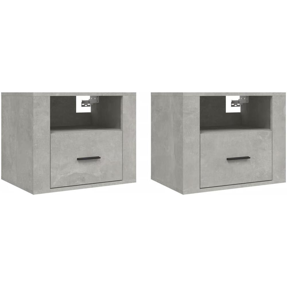 Comodini A Muro 2 Pz Grigio Cemento 50x36x40 Cm - Foto 2