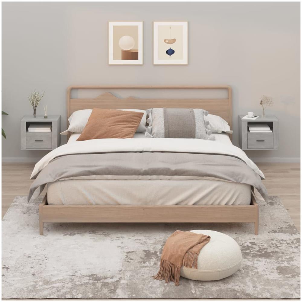 Comodini A Muro 2 Pz Grigio Cemento 50x36x40 Cm - Foto 1