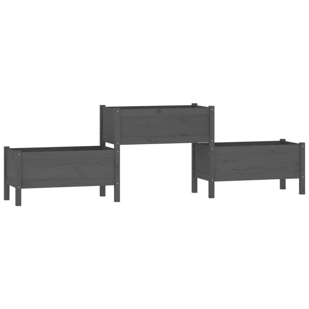 Fioriera Grigia 245,5x44x75 cm in Legno Massello di Pino - Foto 2