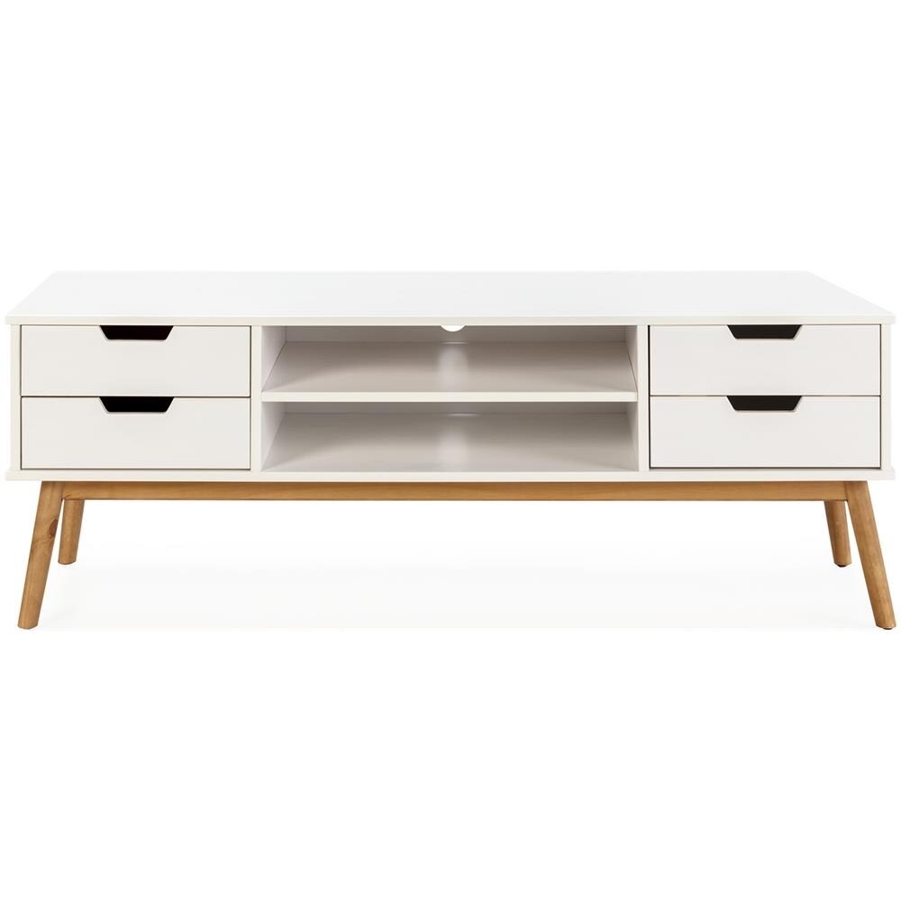 Mobile Tv Baku 1 Porta E 2 Cassetti, Pino Massiccio, Bianco - Foto 3