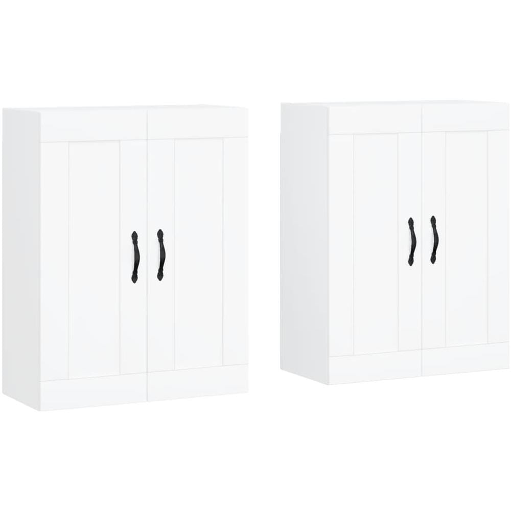 Armadietti A Parete 2 Pz Bianchi In Legno Multistrato - Foto 2